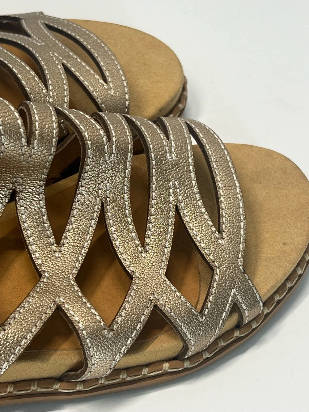 Pikolinos Gold Metallic Leather Strappy Sandals EU 40
